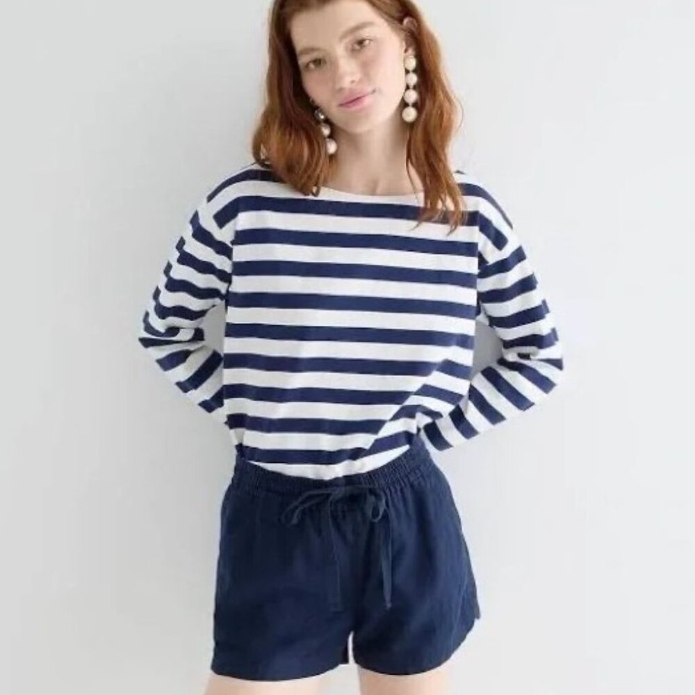 J. Crew Seaside Short in Linen Blend in Navy